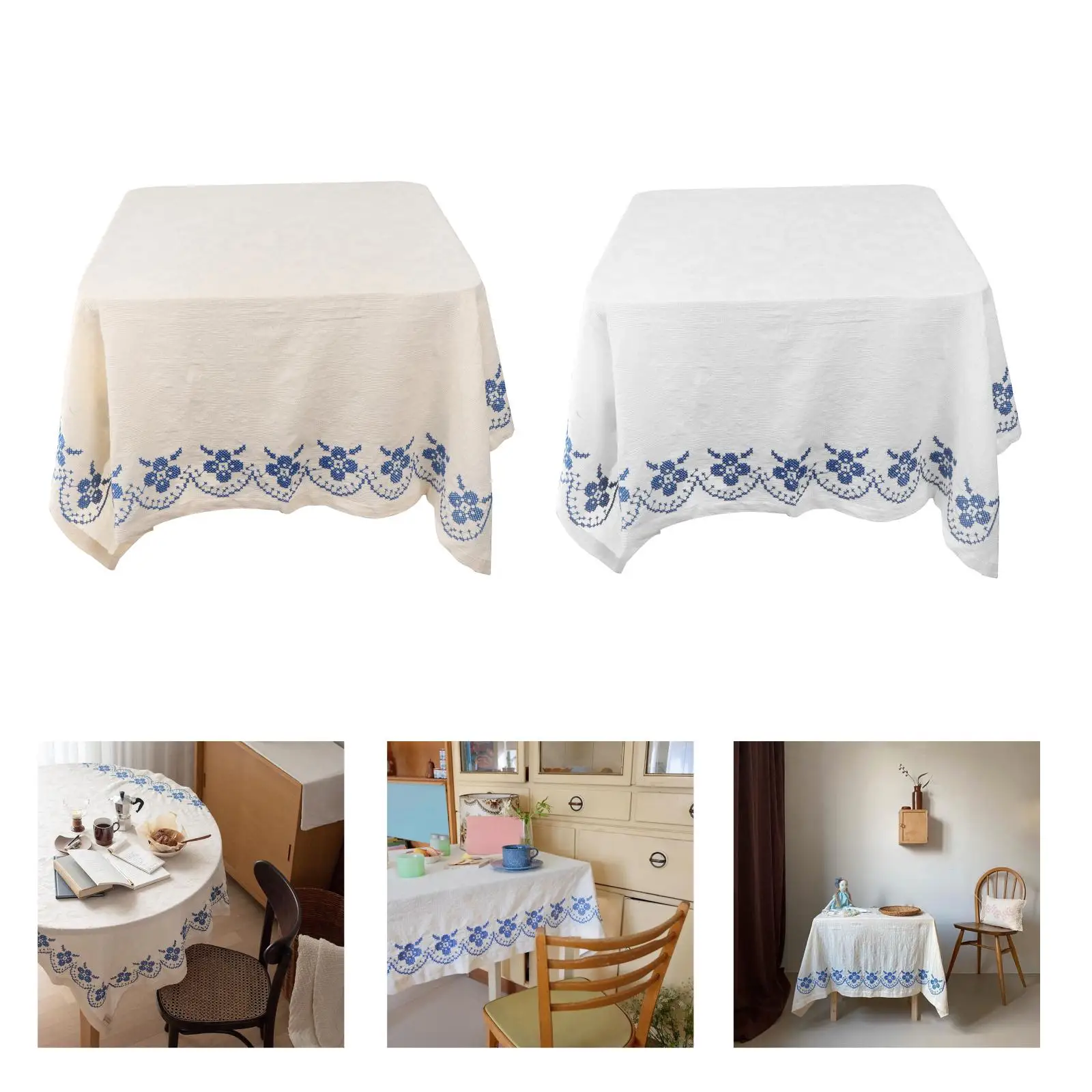 

110x140cm Washable Kitchen Tablecloths Embroidery Table Runner Wedding Decor