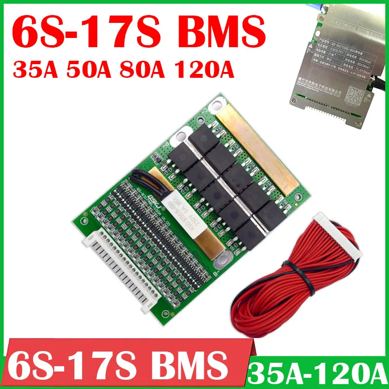 

6S - 17S BMS 50A 80A 120A 150A LiFePO4 Li-ion lithium battery protection Board balance 24V 36V 48V 60V 7S 8S 10S 12S 13S 14S 16S