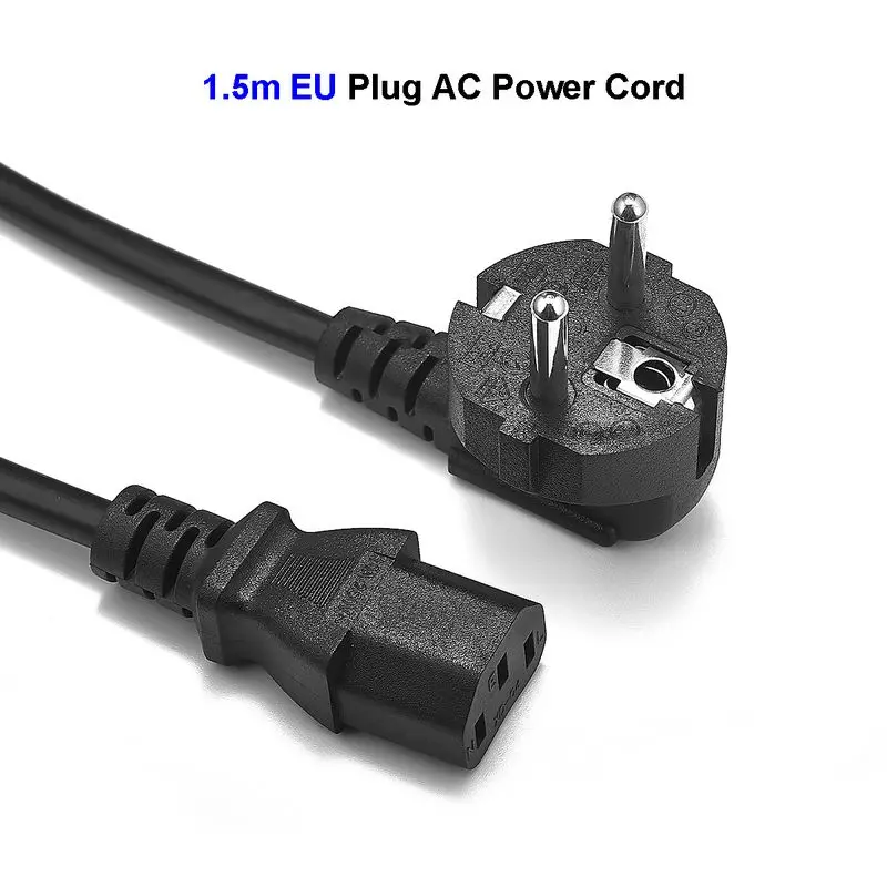 100pcs Euro Plug Power Cord 1.2m 4ft IEC C13 Extension Supply Adapter Charger EU Power Cable For Dell Monitor Printer Projrctor