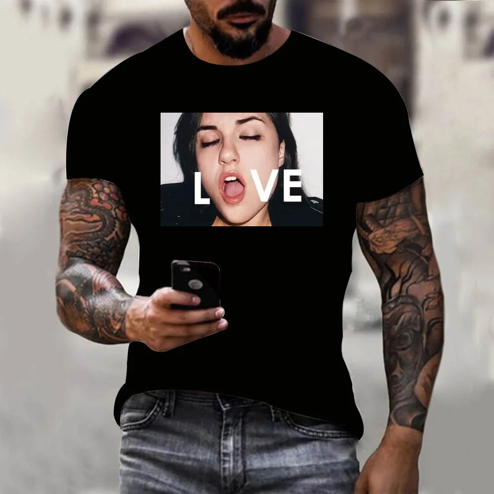 

Mens Short Sleeve Grey T-Shirt Sasha Love Top Hot Sale New Fashion Brand O-Neck Oversize Style Funny T Shirt