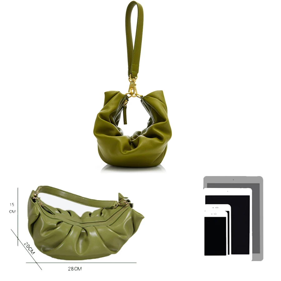 

Korea Brand Designer Fold Hobo Bags for Women Soft Leather Ladies Cute Shoulder Bag Fashion Female Purses and Handbags Clutch