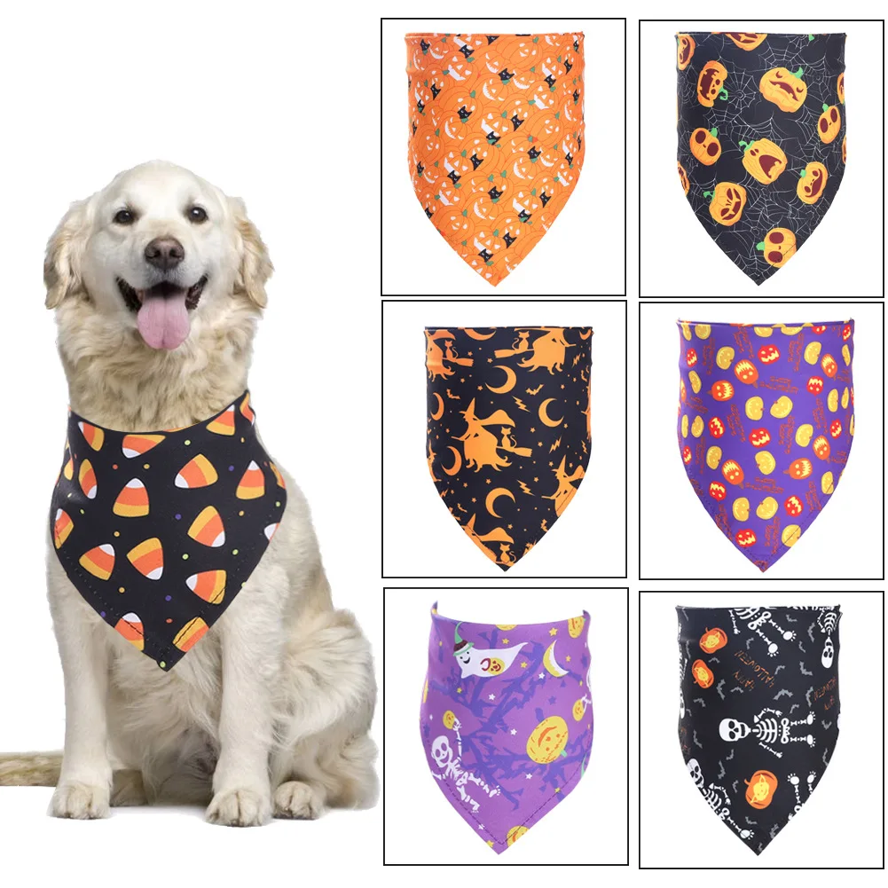 

2020 Halloween Style Pet Bandanas Washable Dog Bandanas Bowties Collar Pet Scarf Big