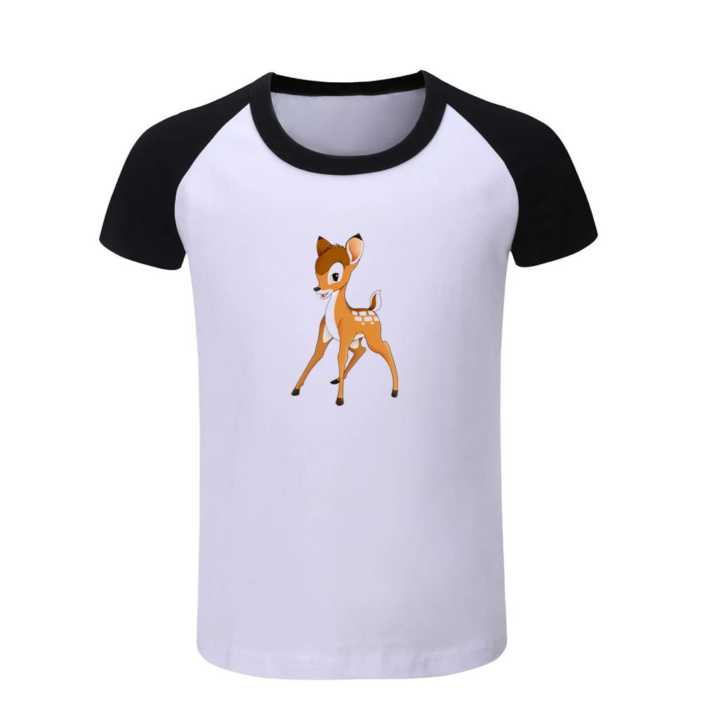 cute cartoon Deer Bambi Great Prince of the Forest Pattern Kids T-shirts Childs Graphic Cotton Tee Shirts Tops Christmas Gift | Мать и