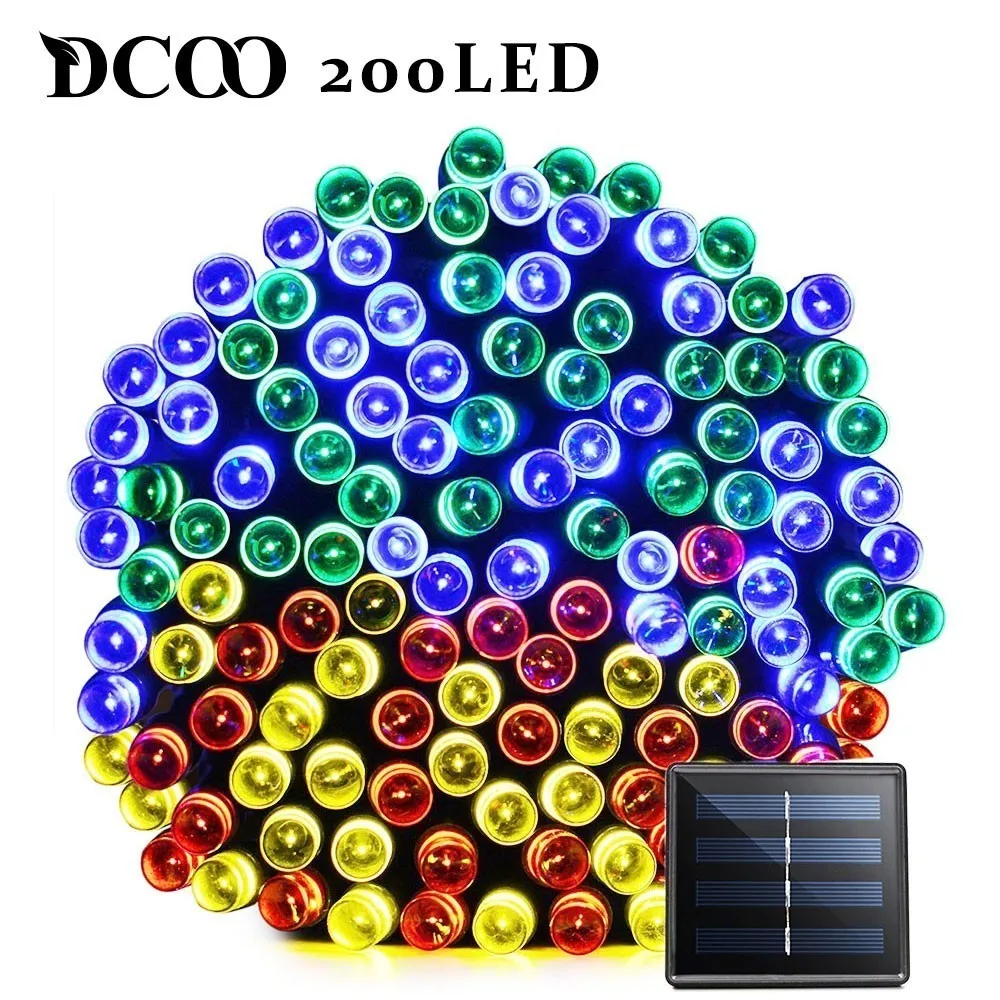 RGB Солнечного света строки 50/100/200 светодиодный 8 режимов солнечные Xmas крытый огни Водонепроницаемый Звездное Рождество светодиодная гирлянда - Испускаемый цвет: RGB
