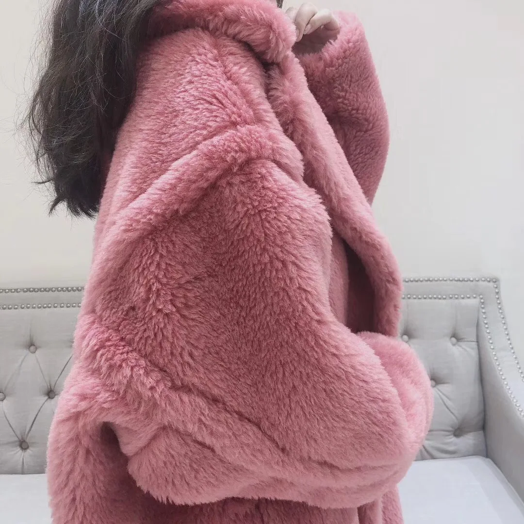 Instagram популярная зимняя верхняя одежда, зимнее пальто, настоящая оторочка из овечьей шерсти, пальто для женщин