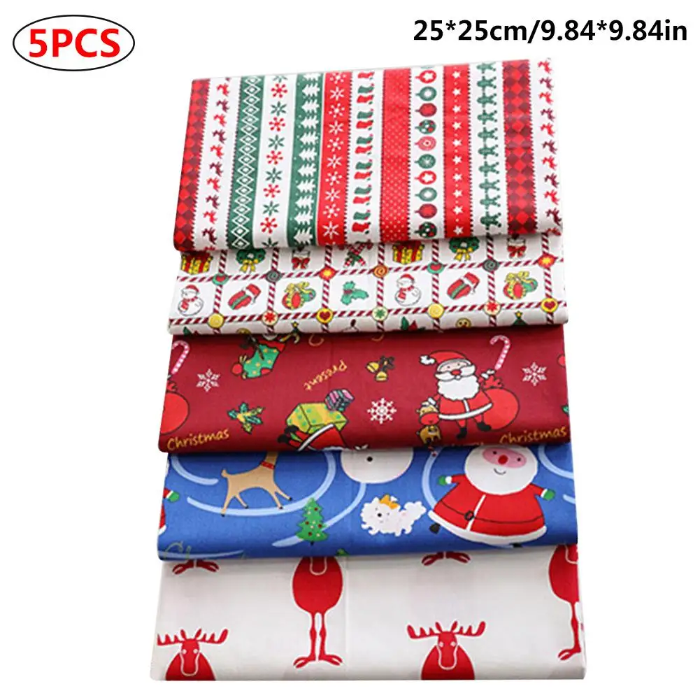 5 шт. Рождество с принтом хлопчатобумажная ткань для пошива уход за кожей лица