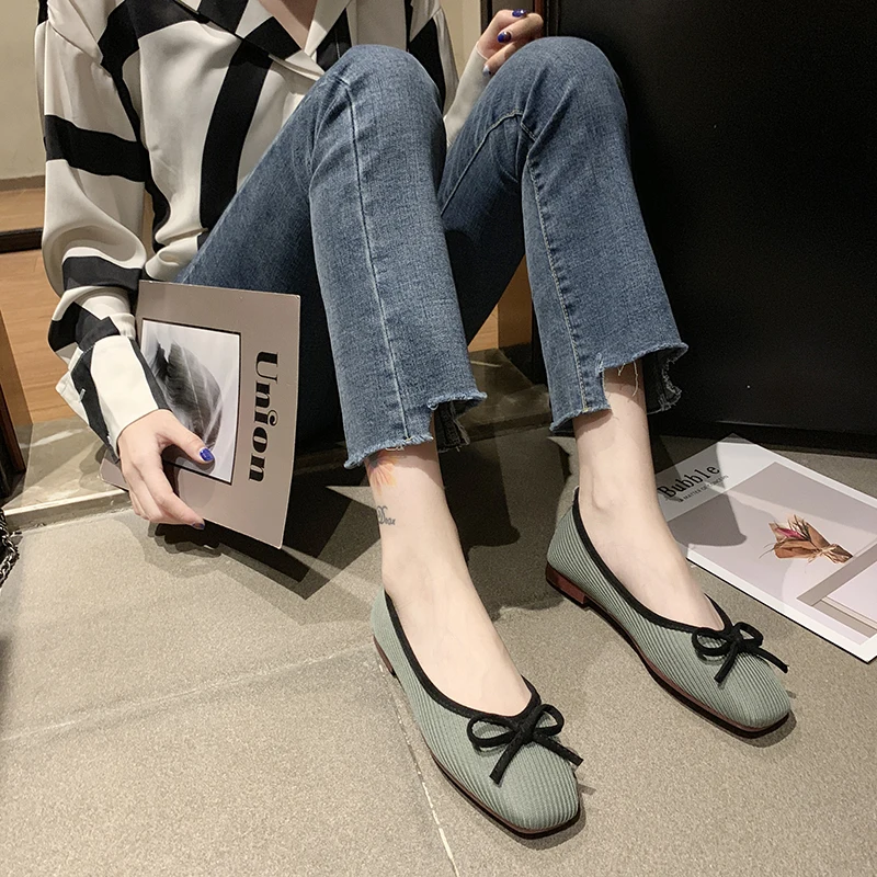 Maggie's Walker/Женская Весенняя трикотажная обувь на плоской подошве с квадратным