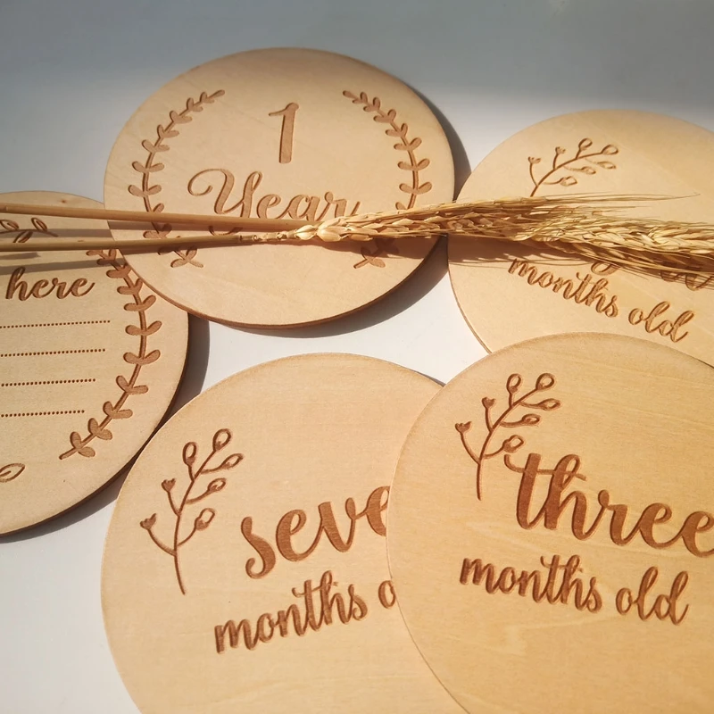 Bloques conmemorativos de madera para reci&eacute;n nacido, tarjetas de grabaci&oacute;n mensuales de nacimiento de Beb&eacute;, accesorios de fotograf&iacute;a infantil, 14 Uds.-4
