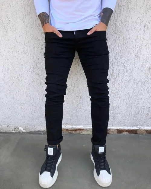 

New Mens Pencil Pants 2020 Fashion Men Casual Slim Fit Straight Stretch Feet Skinny Zipper Jeans For Male Hot Sell Trousers