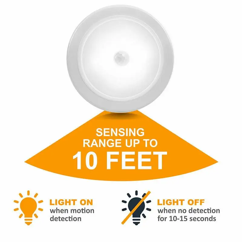 Светодиодный датчик движения свет PIR беспроводной ночник 3 * AAA батарея шкаф