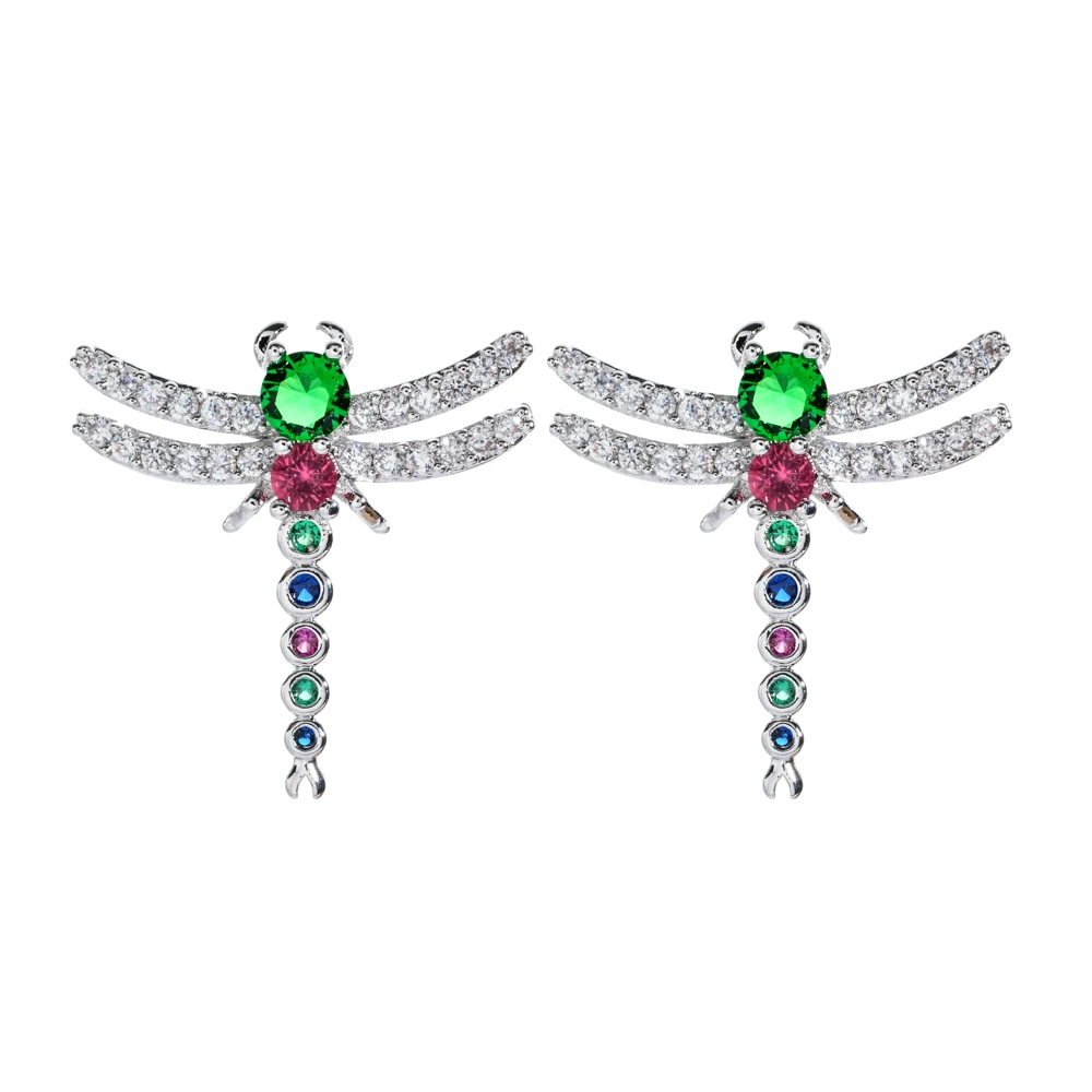 Корейская мода цвет Стрекоза циркон серьги ювелирные для женщин/девочек гостей
