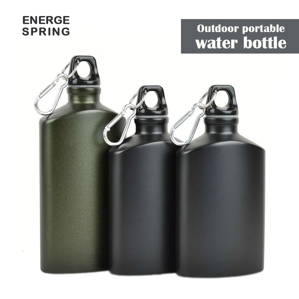 500/600 мл уличная портативная бутылка для воды алюминиевый плоский чайник с