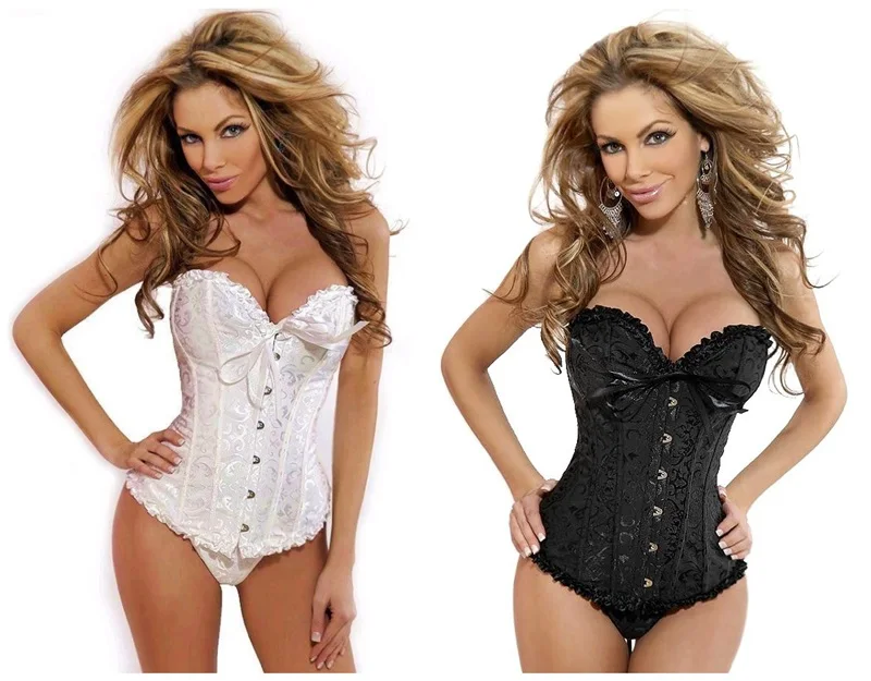 

European And American Corset High-Quality Ribbon Jacquard Court Corset Steel Buckle Belly Support Bust Corset In Stock