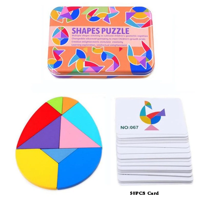9PCS Ellipse Монтессори обучающая Волшебная книга Магнитная 3D Головоломка Tangram игра креативная головоломка магнитная головоломка подарок для мальчиков и девочек PT-12 - Цвет: 9PCS Ellipse