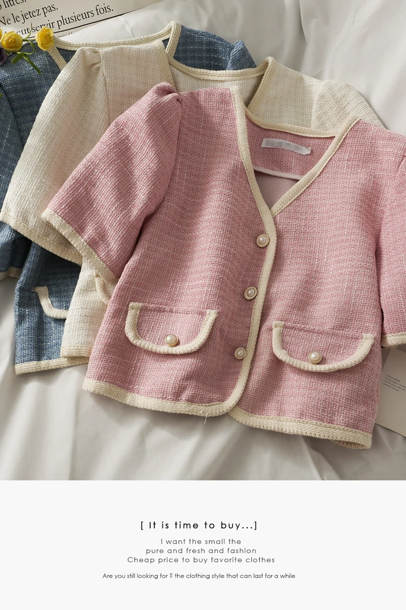 

2021 Spring single-breasted V neck blouse women's shirt