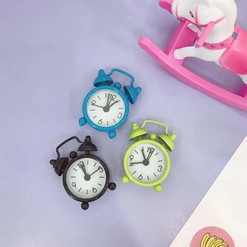 Мини синий круглая металлическая маленький будильник Кнопка электроники диск