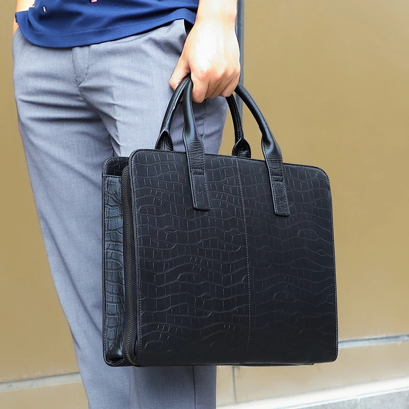 

Nesitu Black Genuine Leather A4 Office Men Briefcase Cowhide Shoulder Messenger Bags Portfolio Handbag New High Quality M7424