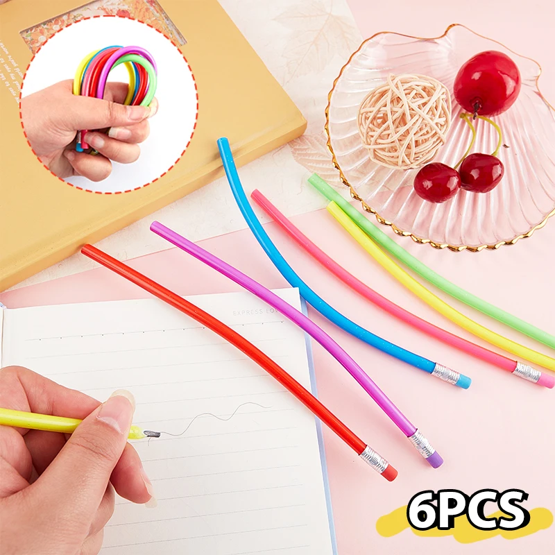 

6pcs Colorful Magic Bendy Flexible Soft Pencil Eraser Student Pen School New
