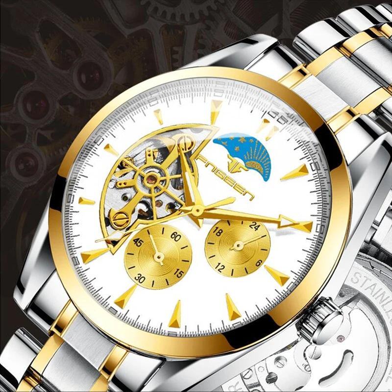 

Часы наручные мужские автоматические, брендовые Роскошные деловые механические повседневные водонепроницаемые