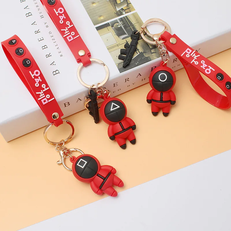 

2021 Hot Anime Squid Game Keychain Charms Cute Bag Accessories Round Six Cosplay Key Chains For Ladies Women Men Keyrings Gift