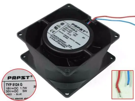 

ebmpapst TYP 8124G DC 18V 1.7W 80x80x38mm 2-Wire Server Cooling Fan
