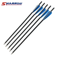 6pcs18 20 22 archery crossbow carbon arrows bolts target tips hunting shooting 2 blue 1 white feather hunting bolt arrow