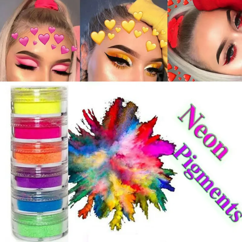 

Colorful Eye Shadow Mixed Neon Powder 6 Colors Eyeshadow Nail Art Matte Glitter Easy To Wear Cosmetic Makeup Eye Shadow