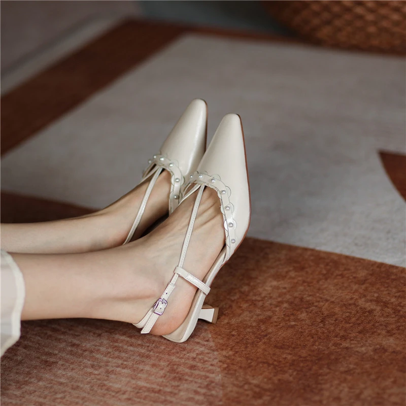 

ZVQ Woman summer New Style Sandals Solid color Fashion Leisure Concise Comfortable Beaded decoration small Square Toe