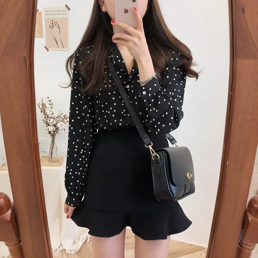 S XL весенние женские повседневные рубашки с принтом свободные длинным рукавом в