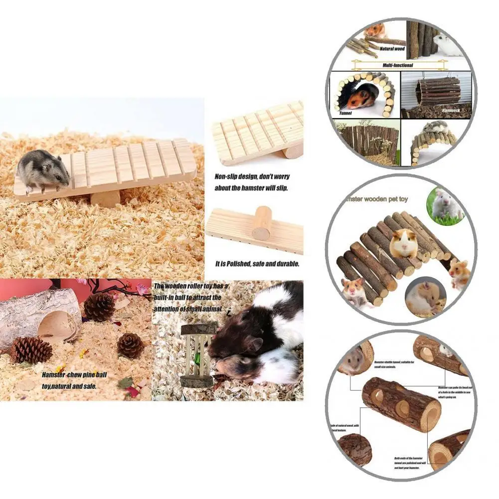 

7Pcs/Set Practical Hamster Tree Stump Pine Ball Kit Chew Toy Wood Eye-catching