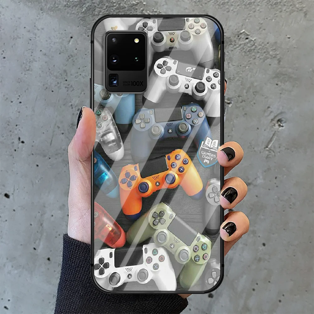 

Gamepad PlayStation PS Phone Tempered Glass Case Cover For Samsung Galaxy S Note 5 6 9 10 10E 20 21 FE Plus Uitra Soft Silicone