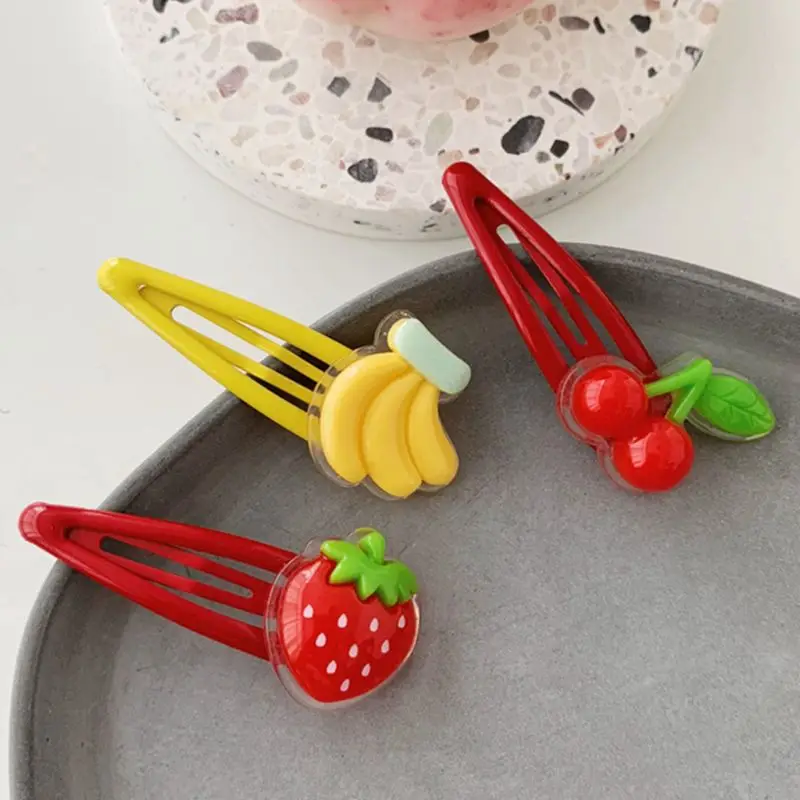 Для женщин и девочек выпечки краски BB зажим для волос прекрасные 3D клубника банан