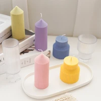 geometric cylindrical thick rack spire candle plastic mold diy handmade aromath gypsum diffuser mould soap making home ornament