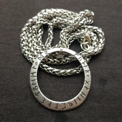link chain silver Дропшиппинг славянские Норвегия Valknut с Старший Футарк руны языческий амулет кулон Для мужчин ожерелье скандинавский Viking ювелирные изделия - Окраска металла: link chain silver