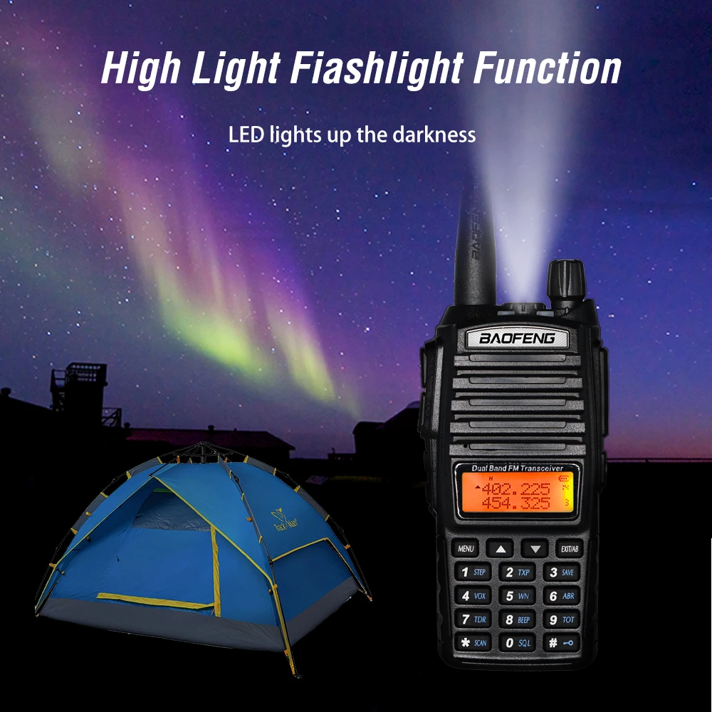 8w dual band walkie talkie 10km baofeng uv 82 fm transceiver portable cb ham radio 128ch vhfuhf uv 82 two way radio 2800mah free global shipping