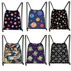 Рюкзак на шнурке для женщин, модный школьный ранец с космосом, планетами, НЛО, инопланетянинами, великолепный мягкий, для путешествий с галактикой