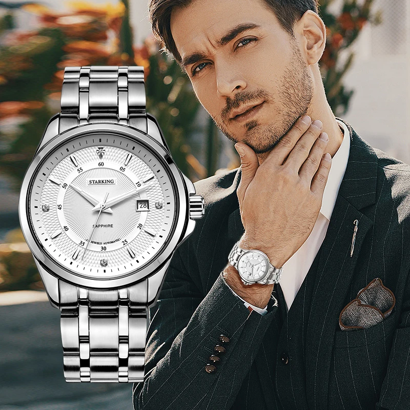 Часы мужские механические с автоподзаводом и календарем водонепроницаемые |