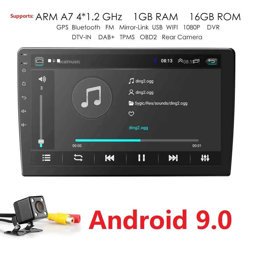 9 дюймов Android 9,0 Универсальное автомобильное радио 2din android автомобильное радио dvd-плеер gps навигация wifi Bluetooth MP5 плеер камера заднего вида 4G