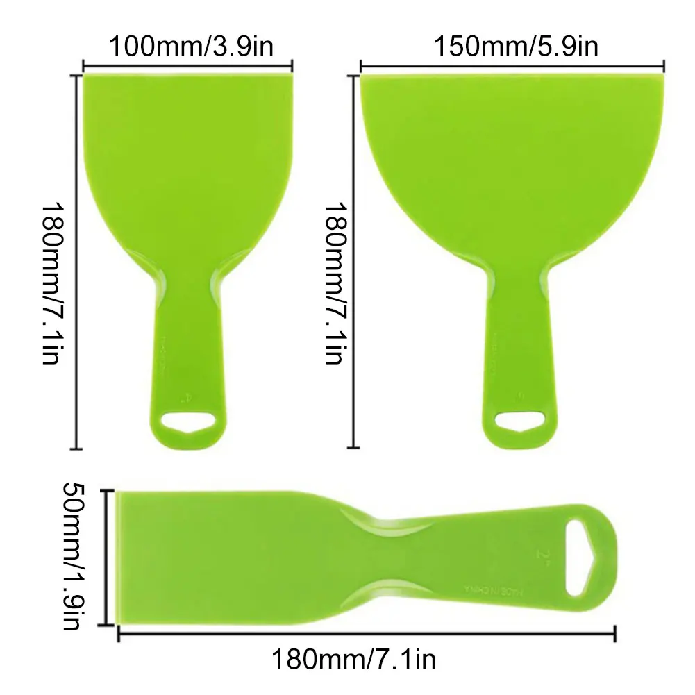 

3PCS Putty Scraper Set 2/4/6 Inch Portable Plastic Paint Wallpaper Scraper Kit Green Portable Putty Scraper Paint Spackle Tools