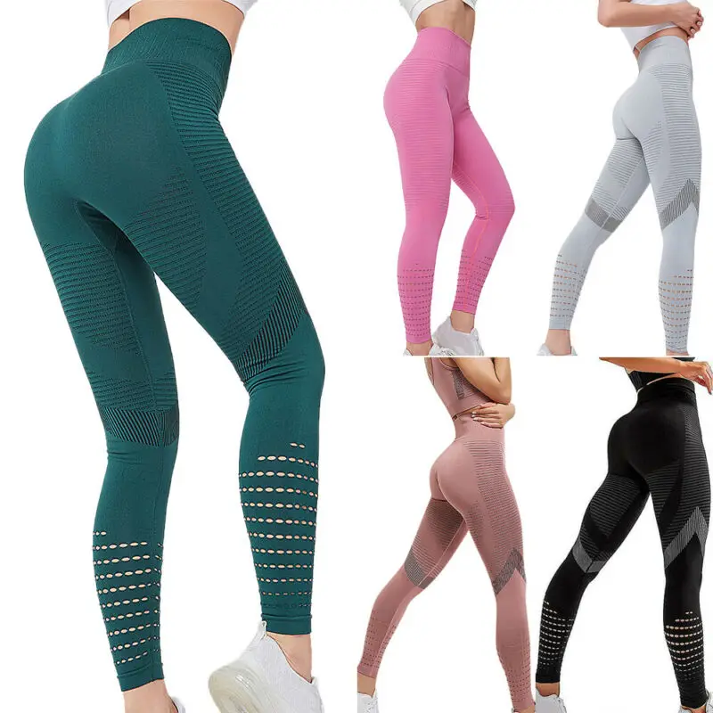 

Women Solid Yoga Pants Push Up Leggings Sports Jogging Joggers Running Trousers