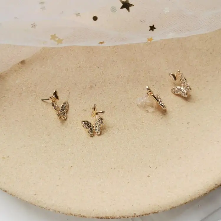 Crystal Stud Earrings Insect Party Korea Silver Jewelry Butterfly Earring | Украшения и аксессуары