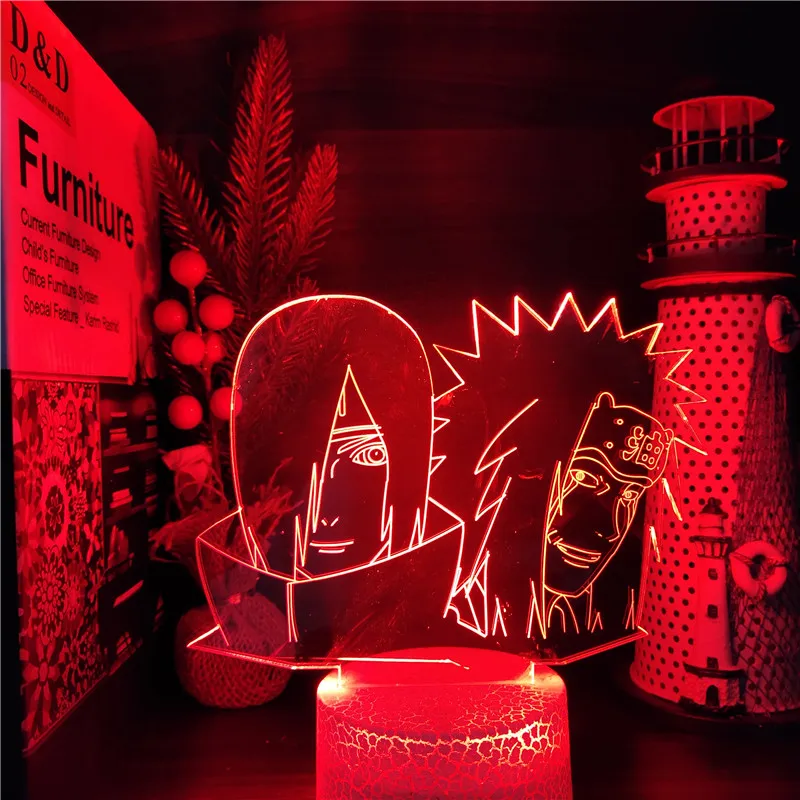 Kids Night Light Gifts Anime Naruto Pain Jiraiya Figure Acrylic 3d Lamp Led Night Light for Bedroom Decor Manga Table Lamp Gifts