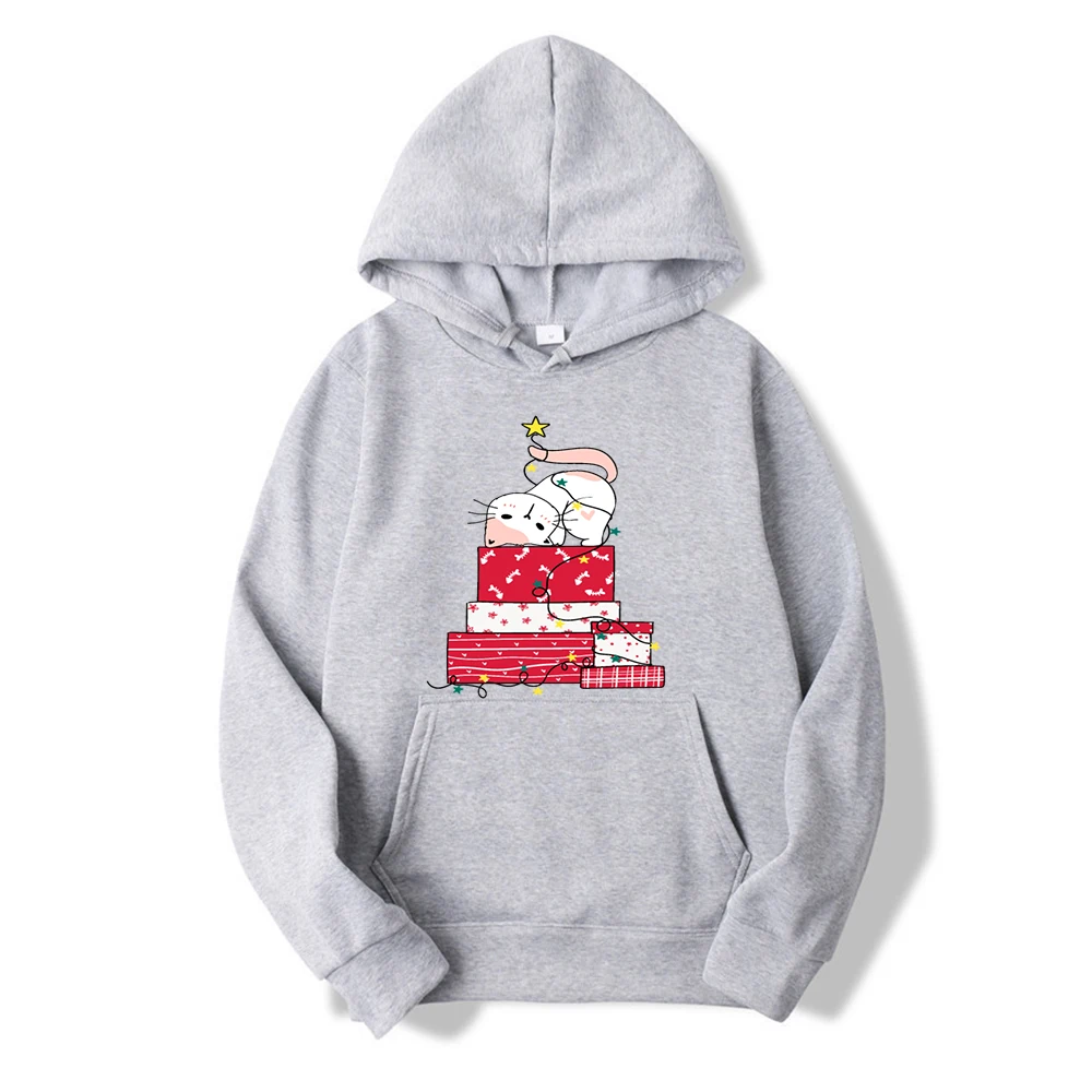 Silly Cat на рождественские подарочные коробки унисекс толстовки мужские