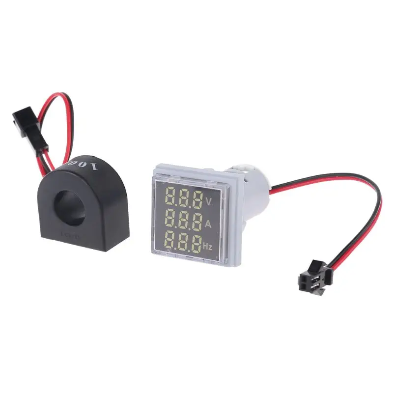 White Цифровой вольтметр 22 мм 3 в 1 Амперметр Гц AC 60-500 В 0-100A 20-75 Гц измеритель частоты тока индикатор цифровой усилитель напряжения Светодиодная лампа - Цвет: White