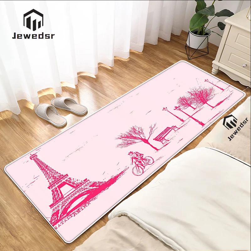 

Pink Eiffel Tower Landscape Welcome Kitchen Bedroom Floor Mat For Doorway Carpet Bathroom Rug Carpet Entrance Doormat Bath Mat