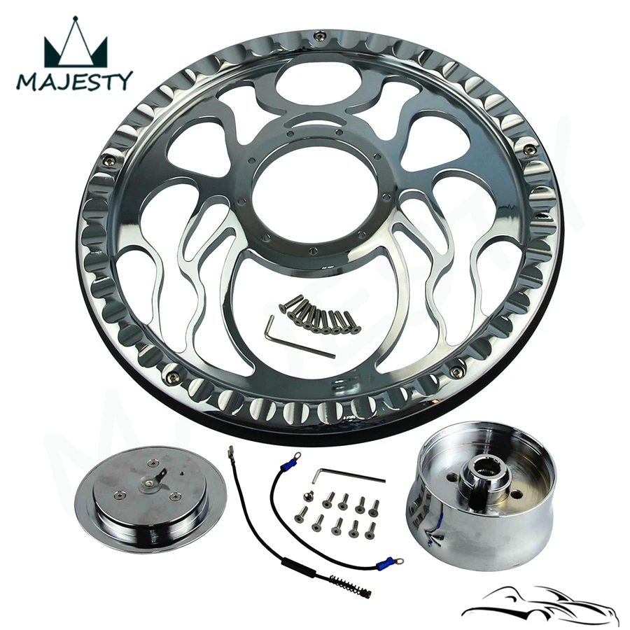 14 &quot9-болтовое хромированное алюминиевое половинчатое рулевое колесо + Звуковая