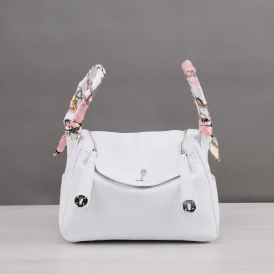 MZORANGE New classic genuine leather women handbags Fashion Lady shoulder bags nineteen color Casual Tote crossbody bag - Color: White