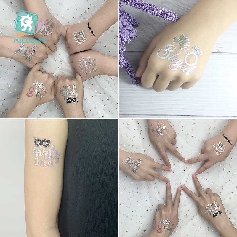 Рокоарт Командная невеста временная поддельная татуировка девичника Ночь дам Тату водонепроницаемое тело искусства Татуировка для свадьбы.