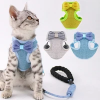 cat harness and leash anti breakaway cat collar cute bow vests cat rope product pet accessories collar for cats or puppies