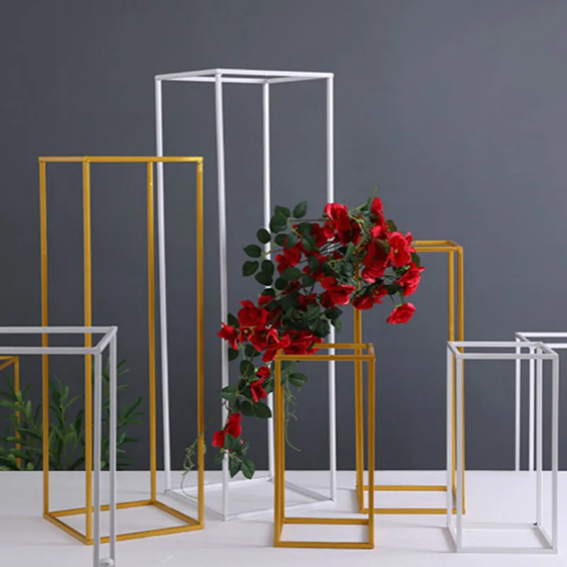 

Wedding Square Road Lead Wrought Iron Three-dimensional Box Five-piece Decoration Wedding Arrangement T Platform Road